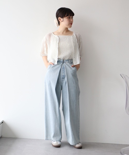 earth music&ecology カーディガン ミニフリルカットレースアンサンブル レディース - 画像 (7)