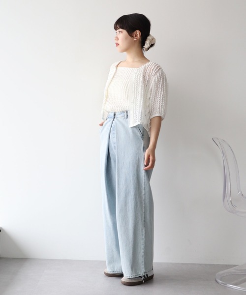 earth music&ecology カーディガン ミニフリルカットレースアンサンブル レディース - 画像 (9)