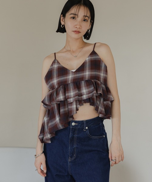 LOWRYS FARM キャミソール オンブレチェックビスチェ 576770 - 画像 (3)