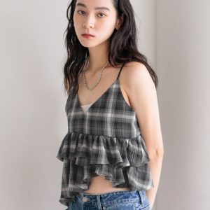 LOWRYS FARM キャミソール オンブレチェックビスチェ　576770