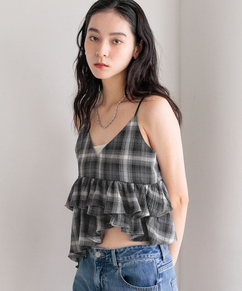 LOWRYS FARM キャミソール オンブレチェックビスチェ 576770 - 画像 (2)