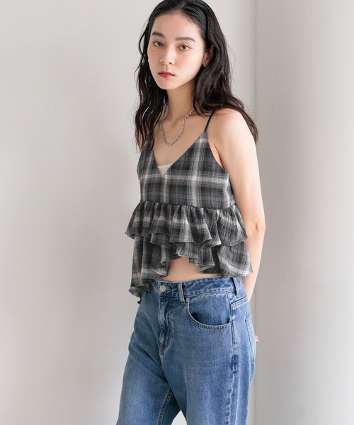 LOWRYS FARM キャミソール オンブレチェックビスチェ 576770 - 画像 (9)