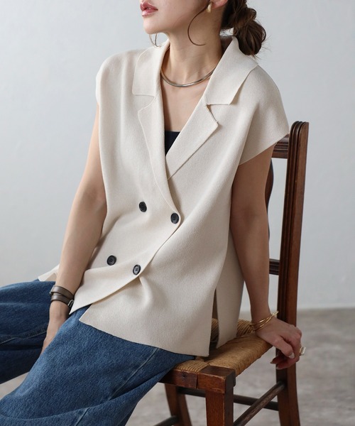 Bonjour Sagan 「Bonjour Sagan」 ニットベスト FREE キナリ レディース