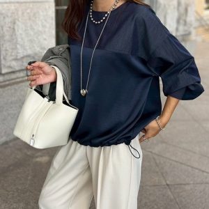 Emma Taylor tシャツ デニムライクドッキングドロストヘムプルオーバー レディース