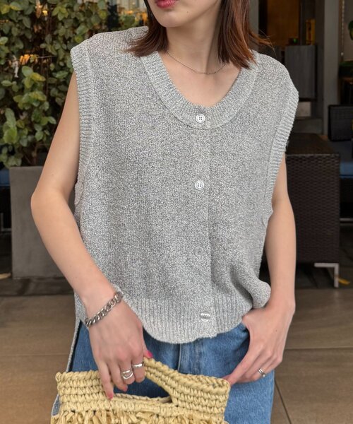 CIAOPANIC TYPY ベスト ジレ メランジ編みサマーニットベスト レディース - 画像 (2)