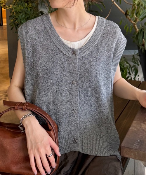 CIAOPANIC TYPY ベスト ジレ メランジ編みサマーニットベスト レディース - 画像 (3)