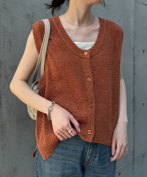 CIAOPANIC TYPY ベスト ジレ メランジ編みサマーニットベスト レディース - 画像 (5)