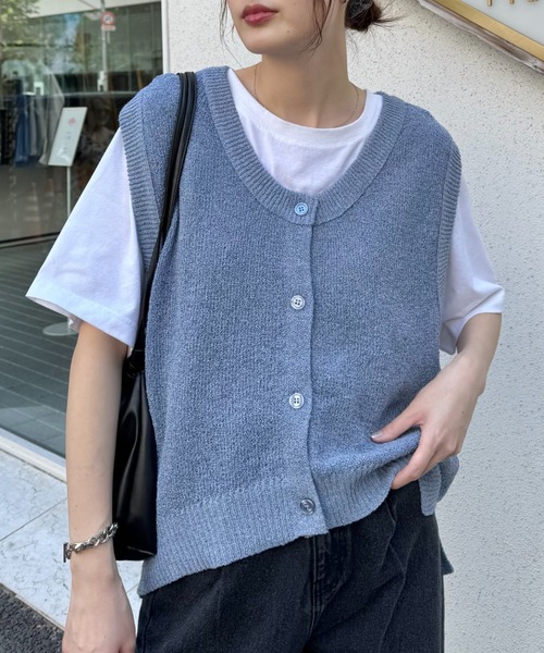 CIAOPANIC TYPY ベスト ジレ メランジ編みサマーニットベスト レディース - 画像 (4)