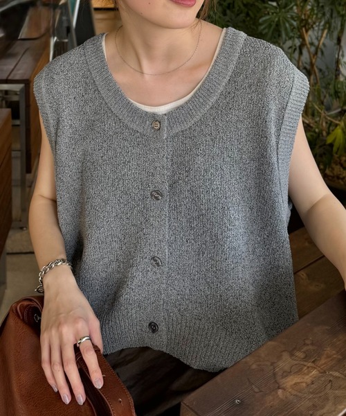 CIAOPANIC TYPY ベスト ジレ メランジ編みサマーニットベスト レディース - 画像 (6)
