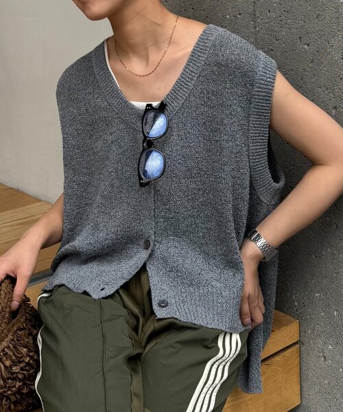 CIAOPANIC TYPY ベスト ジレ メランジ編みサマーニットベスト レディース - 画像 (7)