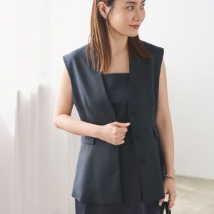 Demi-Luxe BEAMS ベスト ジレ エディター東原妙子 × / ツイル ペプラム レディース