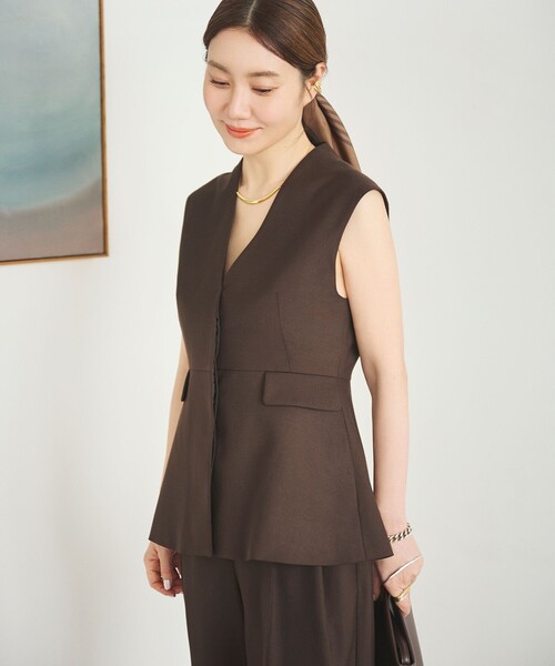 Demi-Luxe BEAMS ベスト ジレ エディター東原妙子 × / ツイル ペプラム レディース - 画像 (3)