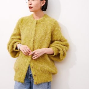 ADAM ET ROPE' 「ADAM ROPE'」 ニットカーディガン FREE イエロー系その他 レディース