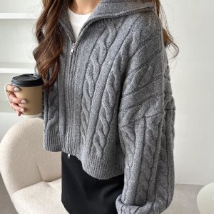 andme 「andme」 「alma design」ニットカーディガン M グレー レディース