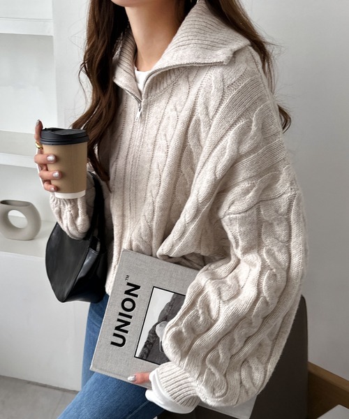 andme 「andme」 「alma design」ニットカーディガン M グレー レディース - 画像 (4)