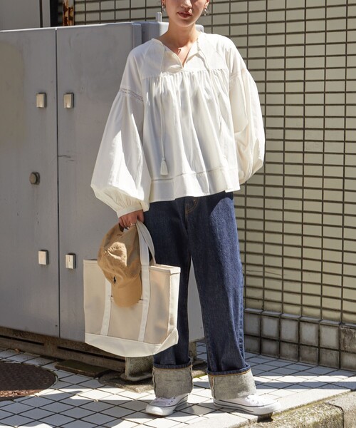 FREAK'S STORE 「FREAK'S STORE」 長袖ブラウス フリ- ブルー レディース - 画像 (8)