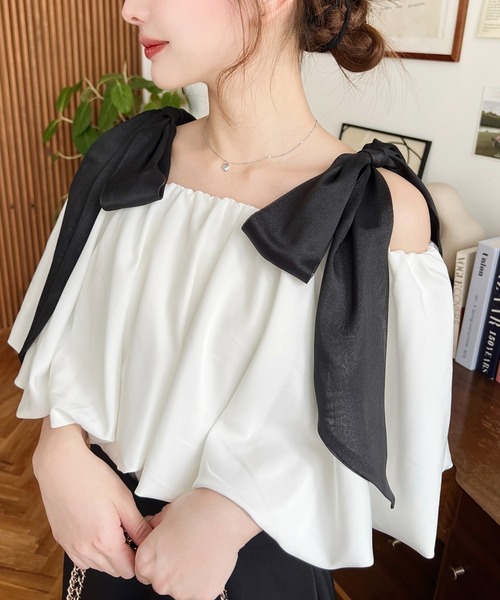 moment+ 「moment+」 半袖ブラウス M ホワイト系その他 レディース