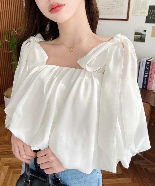 moment+ 「moment+」 半袖ブラウス M ホワイト系その他 レディース - 画像 (2)