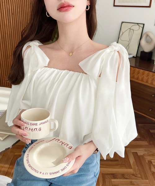 moment+ 「moment+」 半袖ブラウス M ホワイト系その他 レディース - 画像 (4)