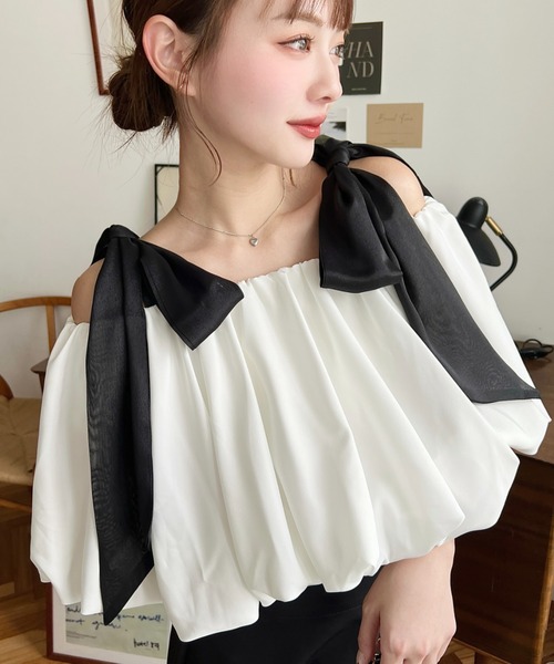 moment+ 「moment+」 半袖ブラウス M ホワイト系その他 レディース - 画像 (9)