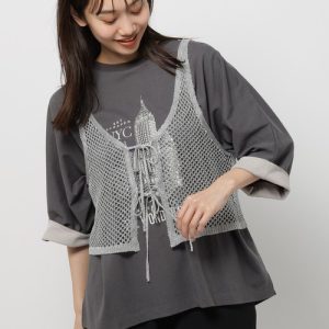 niko and… 「niko and...」 ニットベスト FREE シルバー レディース