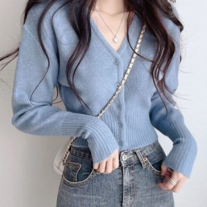 「Vipoa」 ニットカーディガン FREE ブルー レディース