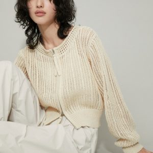 ADAM ET ROPE' 「ADAM ROPE'」 ニットカーディガン FREE オフホワイト レディース