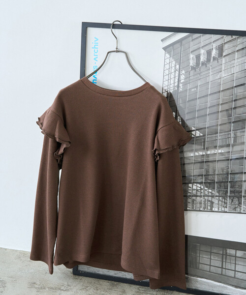 FREAK'S STORE tシャツ 限定展開 ワッフル フリル 袖 ロング スリーブ プルオーバー レディース - 画像 (4)