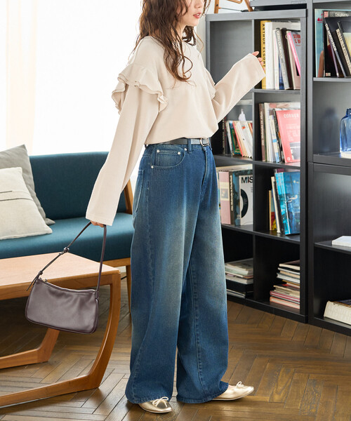 FREAK'S STORE tシャツ 限定展開 ワッフル フリル 袖 ロング スリーブ プルオーバー レディース - 画像 (7)