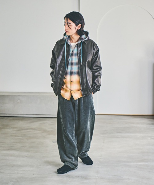 BAYFLOW ブルゾン アウター ヴィンテージライクエコレザージャケット メンズ - 画像 (4)