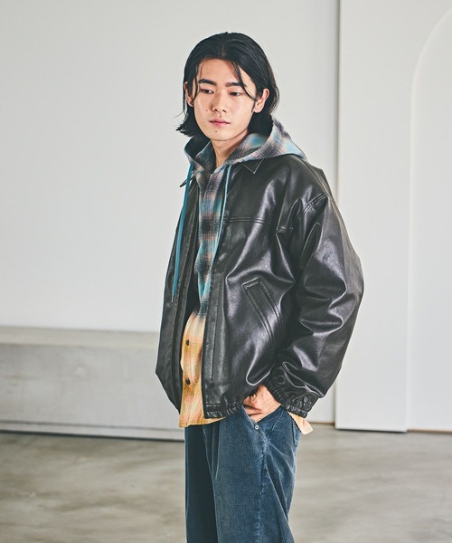 BAYFLOW ブルゾン アウター ヴィンテージライクエコレザージャケット メンズ - 画像 (5)