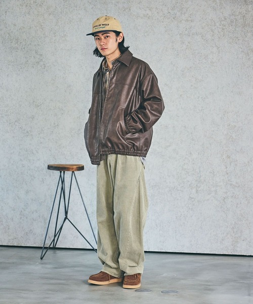 BAYFLOW ブルゾン アウター ヴィンテージライクエコレザージャケット メンズ - 画像 (9)