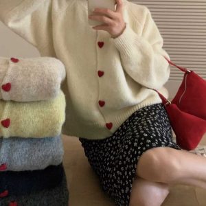 CADBURY カーディガン ハート釦カーディガン レディース