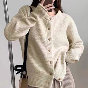 カーディガン クルーネックニットカーディガン レディース