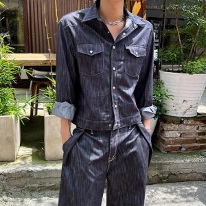 オラオラ系 デニムセットアップ メンズ オールインワン 上下セット Gジャン デニムジャケット デニムパンツ 2023 春 新作 お兄系 ヤンキー チンピラ