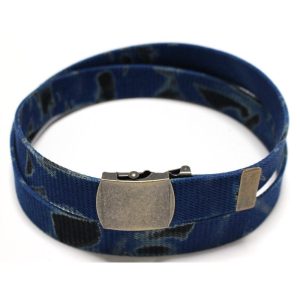 31ミリ 綿 ローラーバックルベルト サイケデリック ブルー アンティークバックル GIベルト ガチャベルト 1梱包3本までメール便対応可 日本製