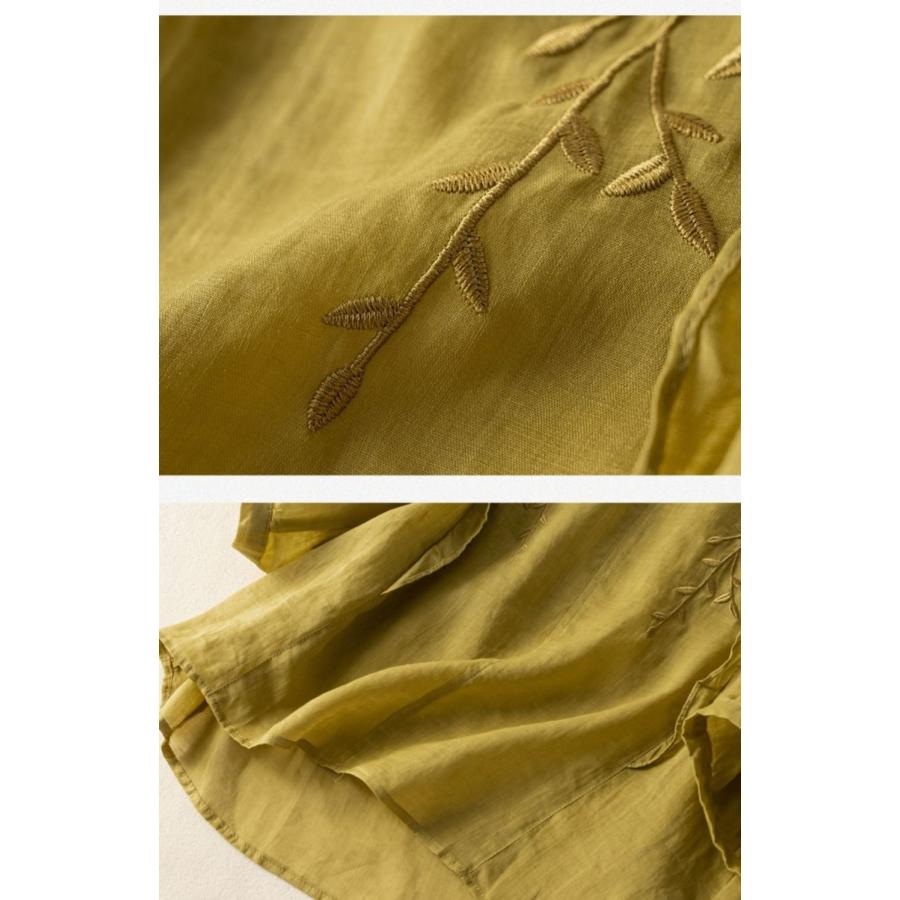 春物 レディース ブラウス 服 レディースアジアン アジアンブラウス 七分袖 春夏 シャツ シャツブラウス tシャツ 刺繍 トップス 可愛い - 画像 (9)