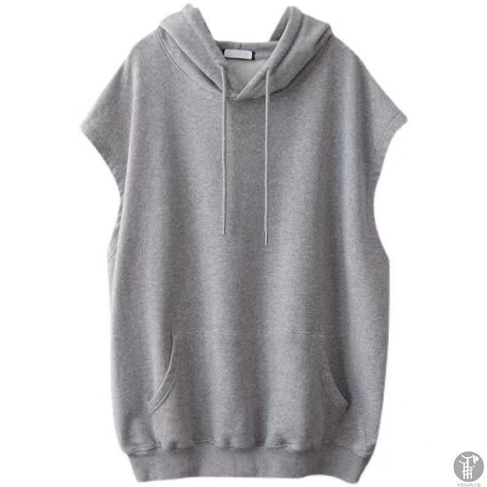 【大特価】フード付き 半袖 レディースプルオーバー ゆったり ス トレーナー コーディネート - 画像 (9)