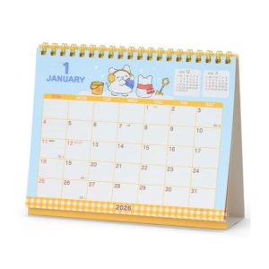 sanrio サンリオ 2026年 リングカレンダー はなまるおばけ 卓上タイプ 予定シール付き スケジュール管理