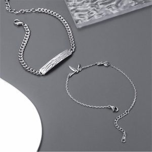 カップルブレスレットバレンタインデープレゼントグレードシルバーチェーンブレスレットハンドアクセサリー