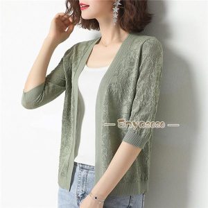 サマーカーディガン レディース カーディガン サマーニット UVカット 涼感 薄手 春夏 トップス 七分袖 ひんやり 涼しい 無地 シンプル