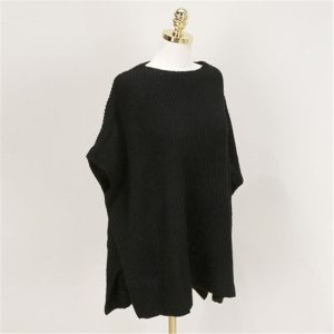 ニットベスト レディース ポンチョ チョッキ ベスト ジレー ローゲージニット 一部即納 ゆったり プルオーバー セーター 無地 秋コーデ カジュアル 重ね着
