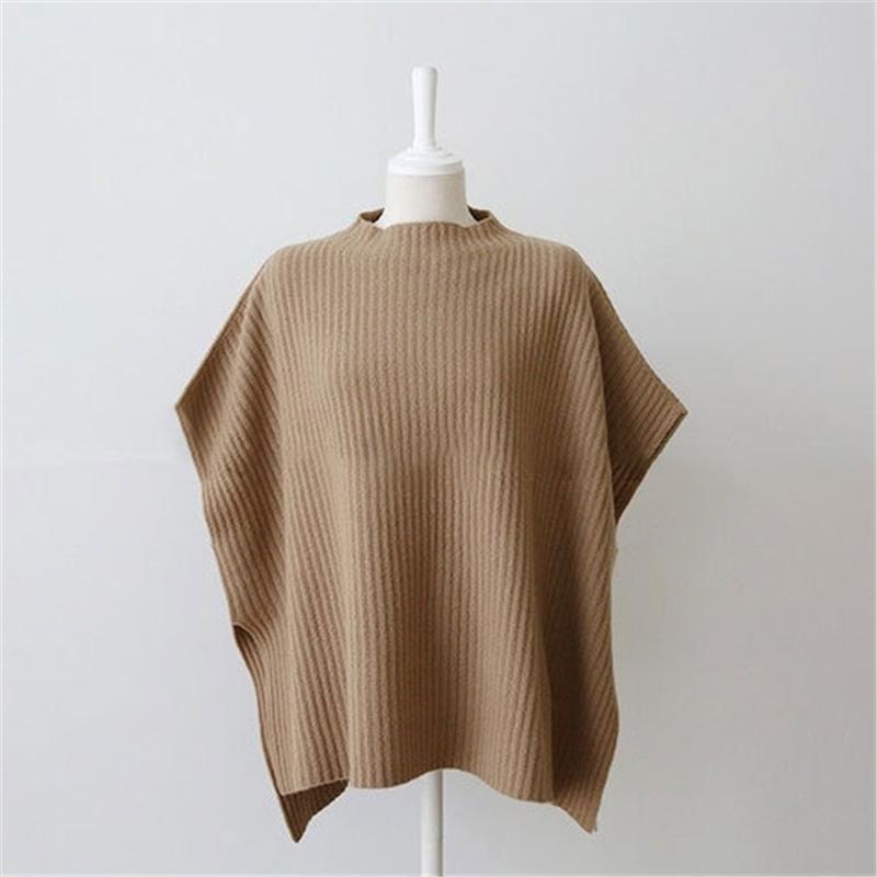 ニットベスト レディース ポンチョ チョッキ ベスト ジレー ローゲージニット 一部即納 ゆったり プルオーバー セーター 無地 秋コーデ カジュアル 重ね着 - 画像 (2)