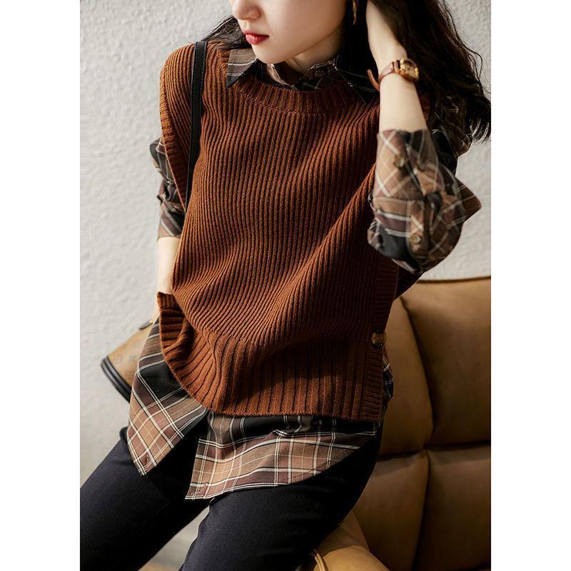 ベスト レディース ニットベスト 重ね着 秋 冬 トップス スウェット カジュアル ゆったり オーバーサイズ ノースリーブ 50代 20代 体型カバー セーター - 画像 (3)