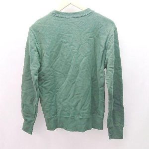 ◇ Champion チャンピオン 裏起毛 クルーネック 刺? ブランドロゴ 長袖 トレーナー サイズS グリーン系 レディース E