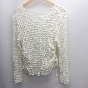 ◇ ⊂ ADAM ET ROPE アダムエロペ 模様入り 長袖 カーディガン サイズF ホワイト レディース E