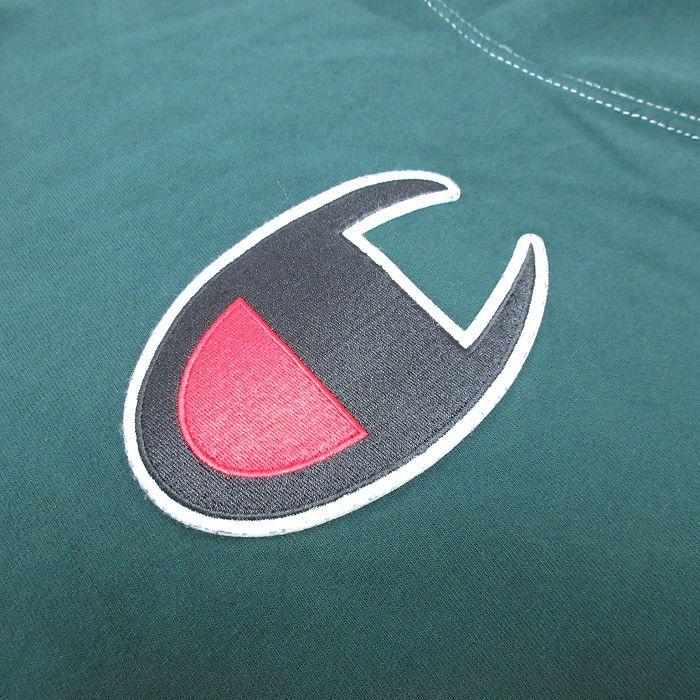 Champion XL/古着 チャンピオン 半袖 Tシャツ メンズ ビッグロゴ クルーネック 緑 グリーン 24mar21 中古