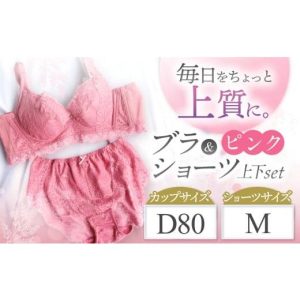 ふるさと納税 ファッション 千葉県 君津市 ブラ＆ショーツ 上下セット ピンク D80＆ショーツ M | 女性用下着 レディース ブラ ショーツ ピンク…