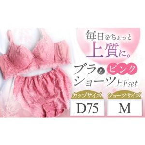 ふるさと納税 ファッション 千葉県 君津市 ブラ＆ショーツ 上下セット ピンク D75＆ショーツ M | 女性用下着 レディース ブラ ショーツ ピンク…