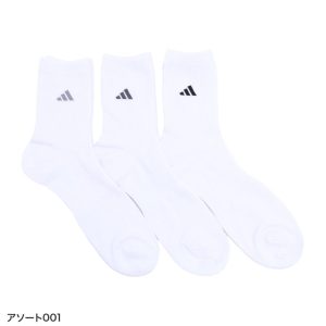 adidas アディダス 靴下 メンズ クルー丈 ソックス 3足組 紳士 くつ下 無地 サポート 消臭 シンプル ロゴ 補強 スポーツ ブラック ホワイト グレー